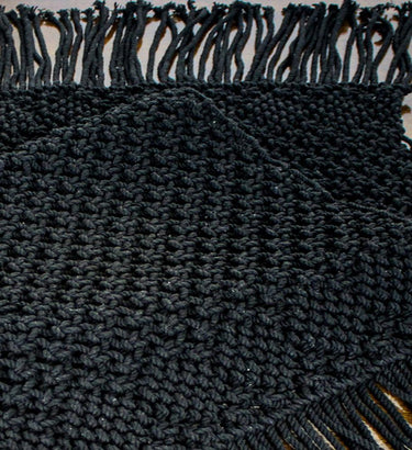 Macrame Black Table Runner 45 In T4011011 - The Fox Decor